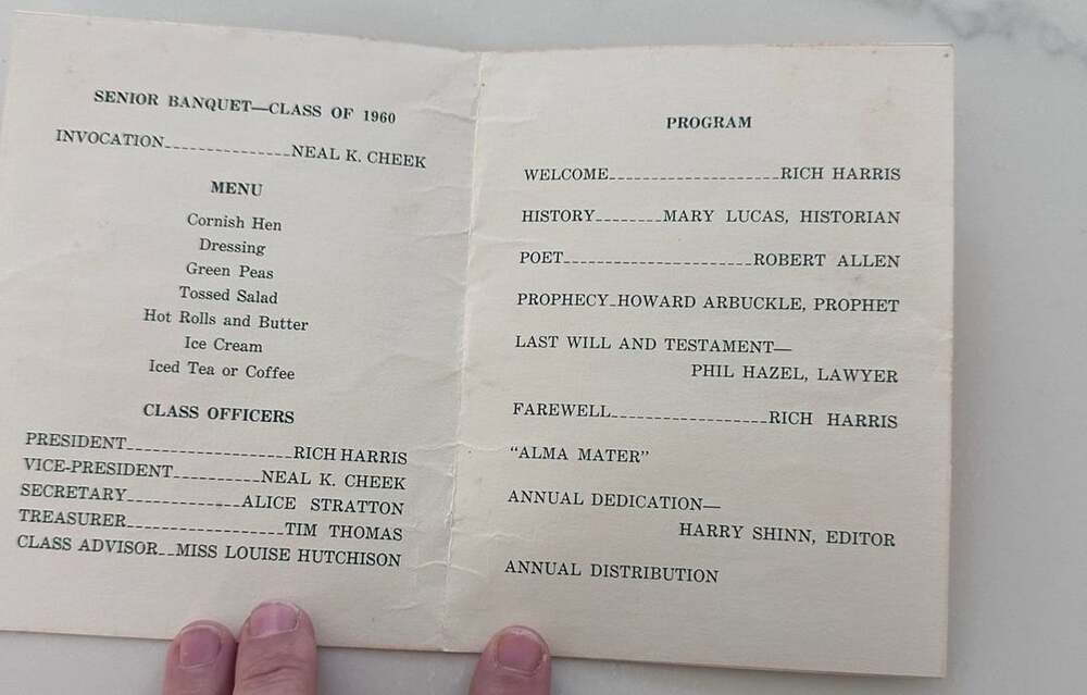 Vintage MPHS 1960 Myers Park High School Senior Banquet memorabilia Charlotte NC